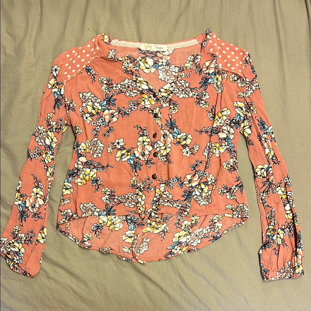 Rewind Pink Buttoned Ruched Blouse